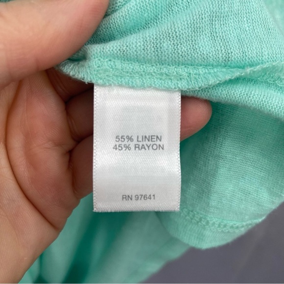 J.Jill / Pure Jill Wrap Tee Linen Blend Scoop Neck T-Shirt Size XL Seaglass NWT - Picture 6 of 8